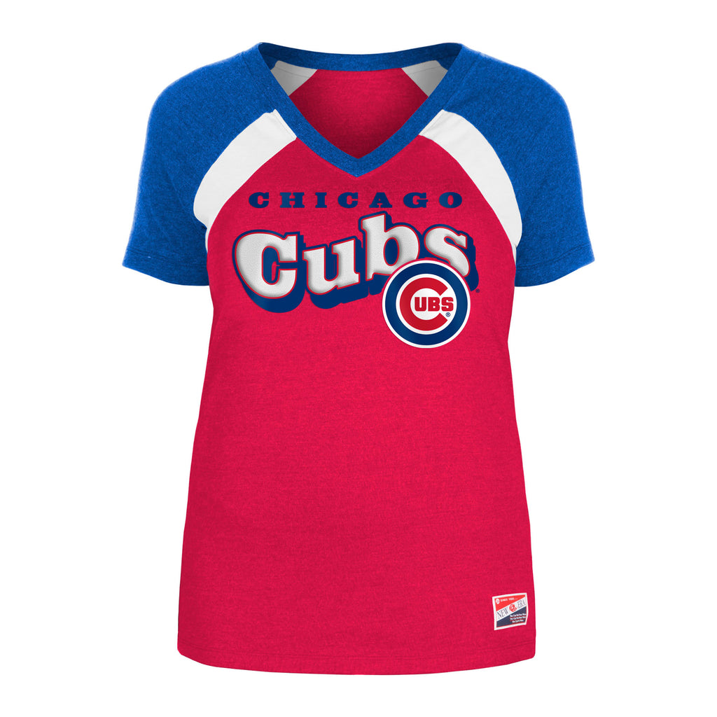New Era MLB Women's Chicago Cubs Color Block V-Neck