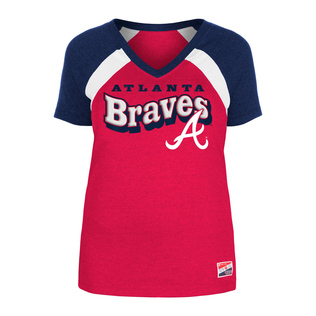 New Era MLB Women's Atlanta Braves Color Block V-Neck