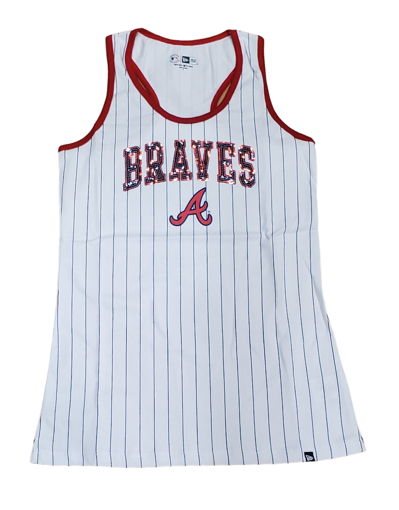 New Era MLB Women's Atlanta Braves Pinstripe Sequin Tank Top