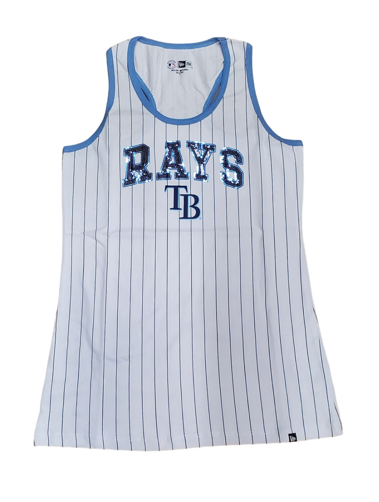New Era MLB Women's Tampa Bay Rays Pinstripe Sequin Tank Top