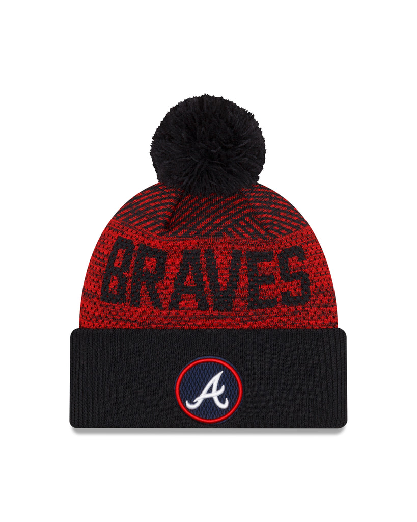 New Era MLB Men's Atlanta Braves Sport Knit Pom Cuffed Beanie