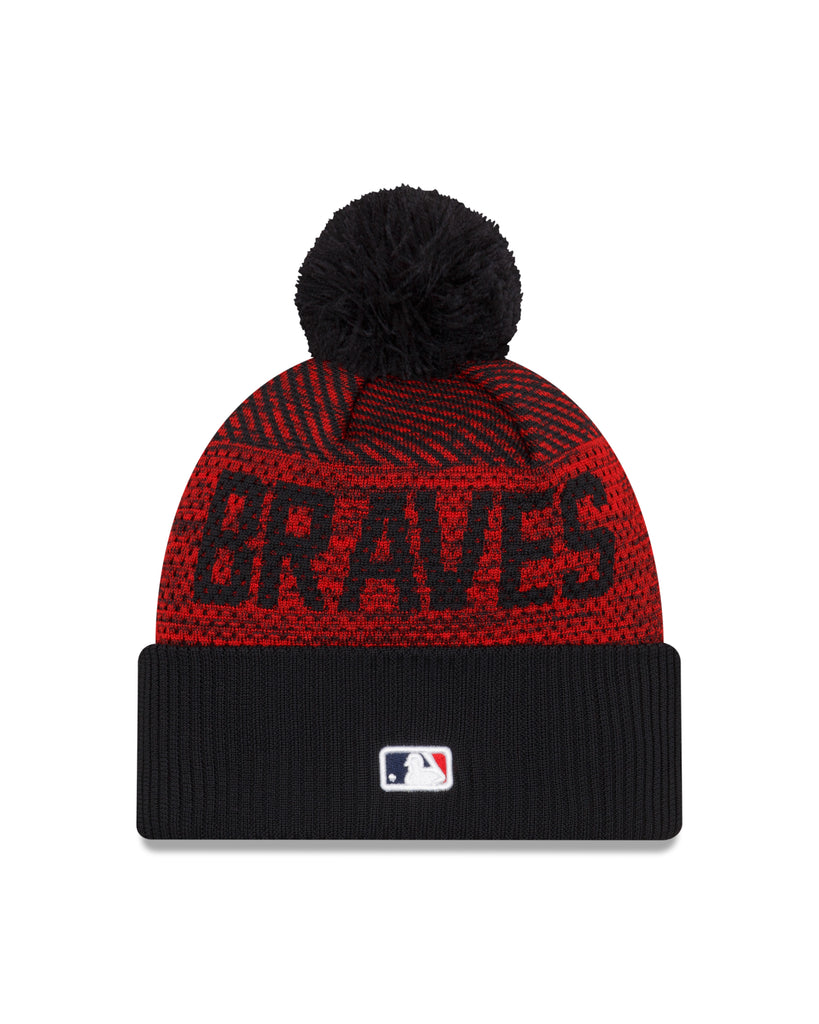 New Era MLB Men's Atlanta Braves Sport Knit Pom Cuffed Beanie
