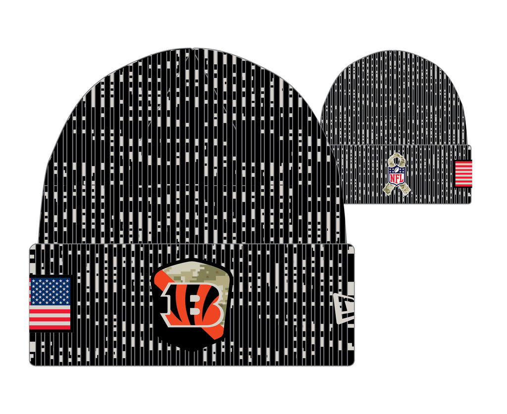 New Era NFL Men's Cincinnati Bengals Beanie 2023 Salute To Service Cuffed Knit Hat