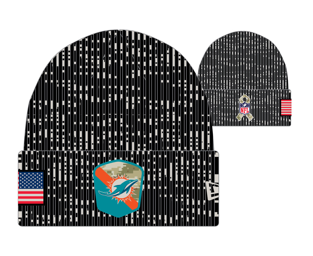 New Era NFL Men's Miami Dolphins Beanie 2023 Salute To Service Cuffed Knit Hat
