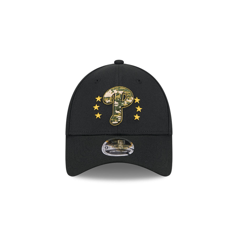 New Era MLB Men's Philadelphia Phillies 2024 Armed Forces Day Black 9FORTY Adjustable Hat