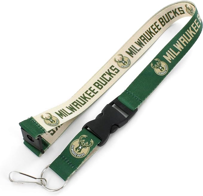 Aminco NBA Milwaukee Bucks Reversible Lanyard Keychain Badge Holder