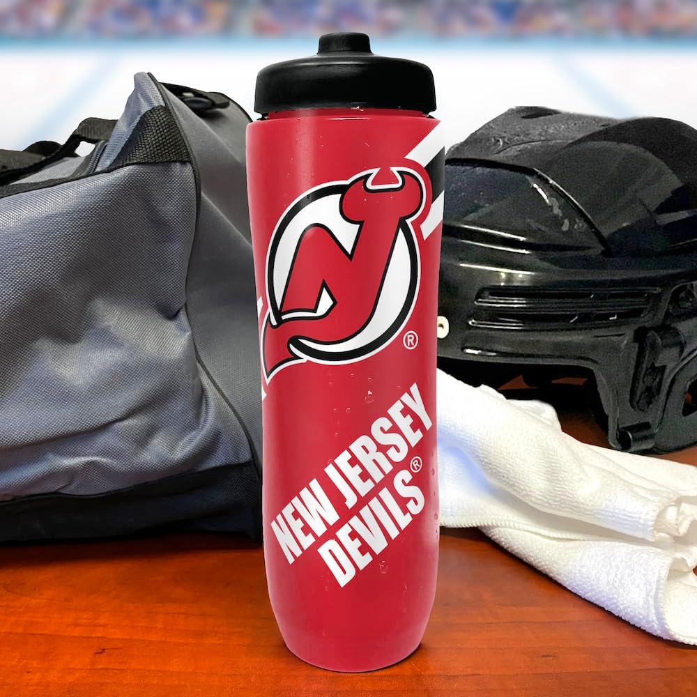 Party Animal NHL New Jersey Devils Squeezy Water Bottle 32 oz