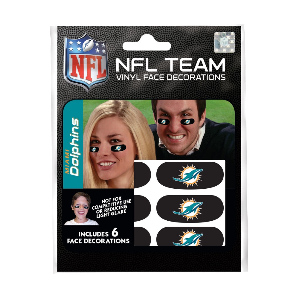 Party Animal NFL Miami Dolphins Eye Black Strips Peel & Stick Tattoos