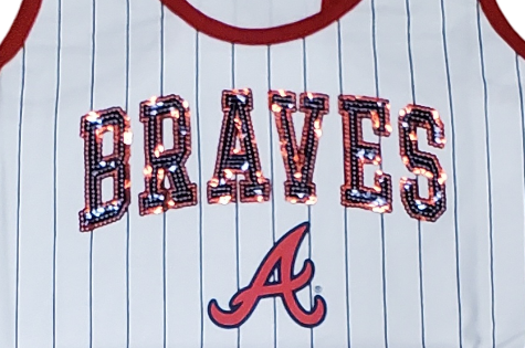 New Era MLB Women's Atlanta Braves Pinstripe Sequin Tank Top
