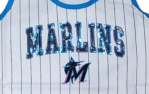 New Era MLB Women's Miami Marlins Pinstripe Sequin Tank Top
