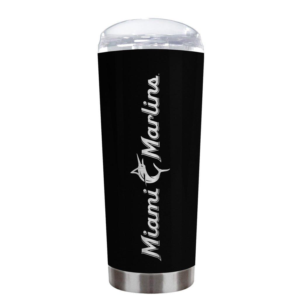 Great American Products MLB Miami Marlins Powder Coated ROADIE Travel Tumbler 18oz Black