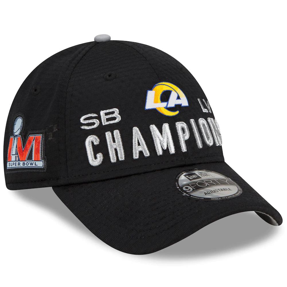 New Era NFL Men's Los Angeles Rams Super Bowl LVI Champions 9FORTY Snapback Adjustable Hat Black One Size