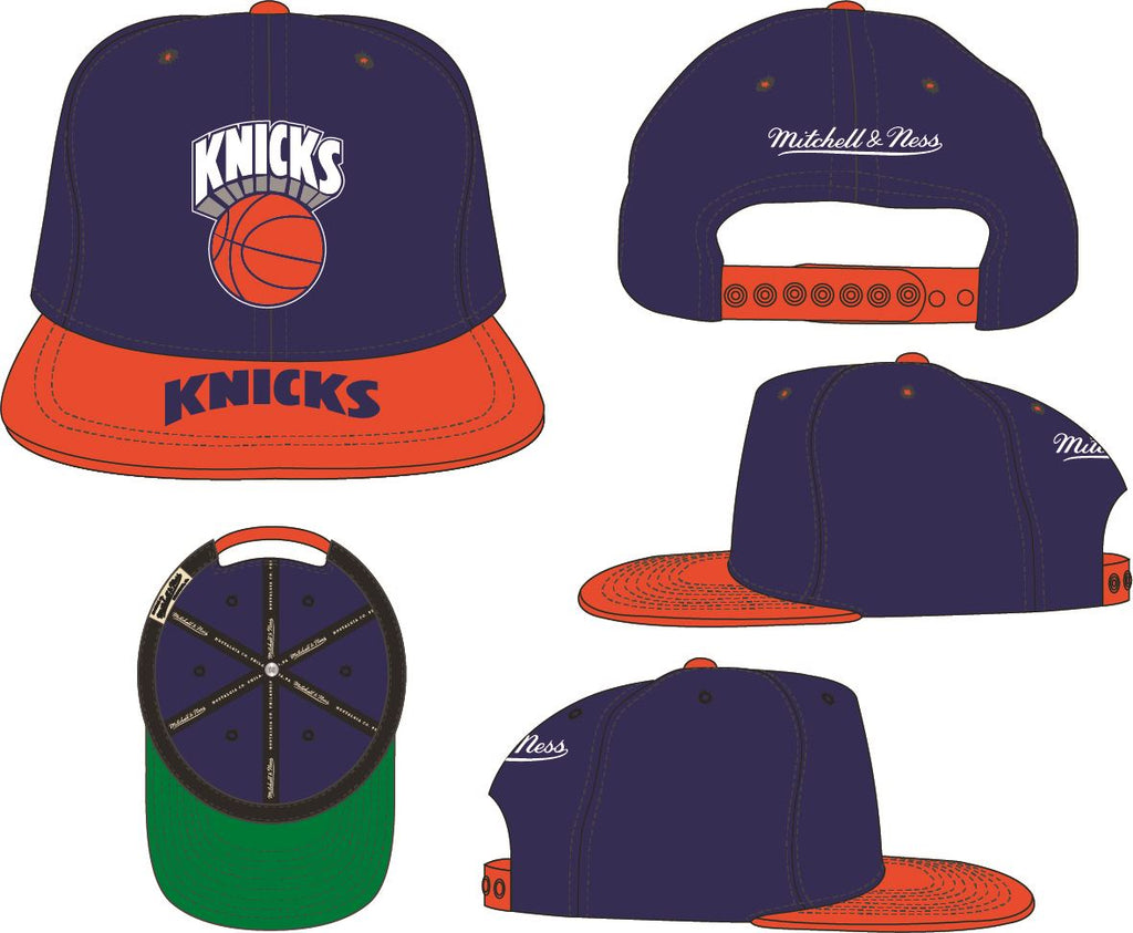 Mitchell & Ness NBA Men's New York Knicks Logo Bill Snapback Adjustable Hat Royal/Orange