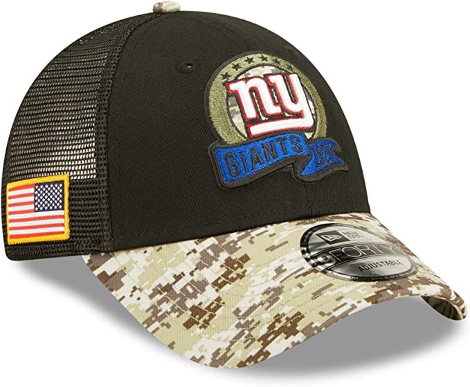 New Era NFL Men's New York Giants 2022 Salute To Service 9Forty Snapback Adjustable Hat Black/Digital Camo