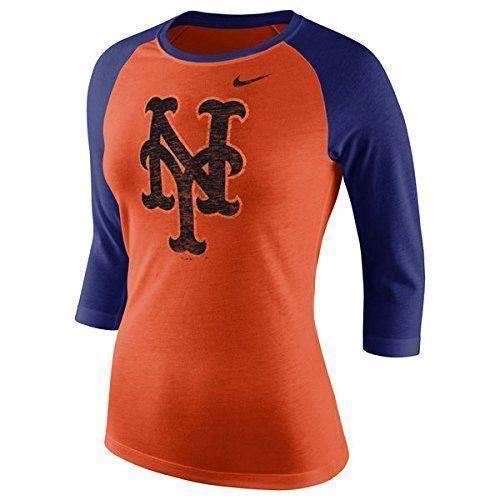 Nike MLB Women's New York Mets Logo Tri-Blend Three-Quarter Sleeve Raglan T-Shirt