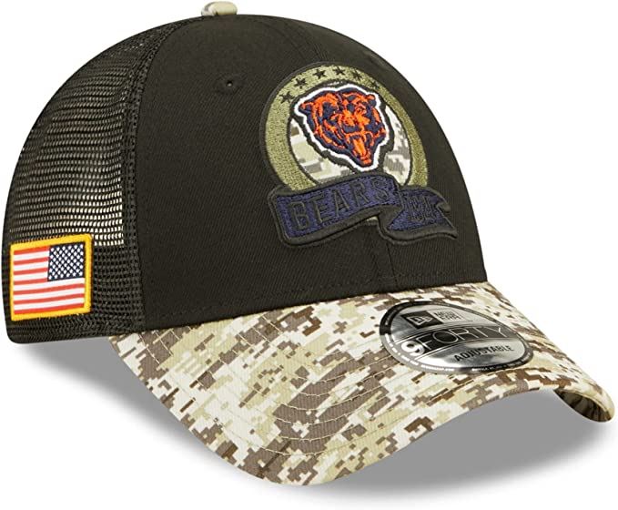 New Era NFL Men's Chicago Bears 2022 Salute To Service 9Forty Snapback Adjustable Hat Black/Digital Camo