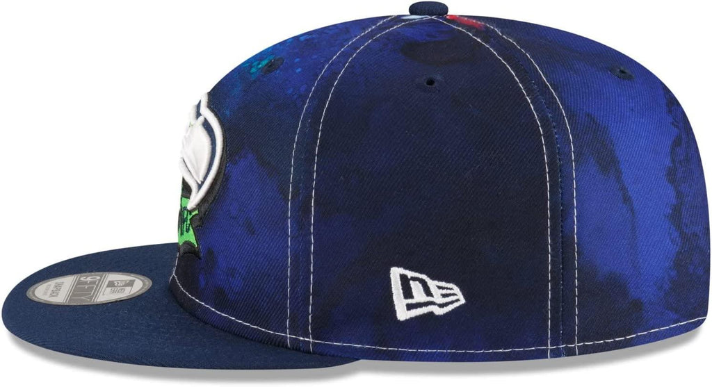 New Era NFL Men's Seattle Seahawks 2022 Sideline 9FIFTY Ink Dye Snapback Hat Navy OSFM