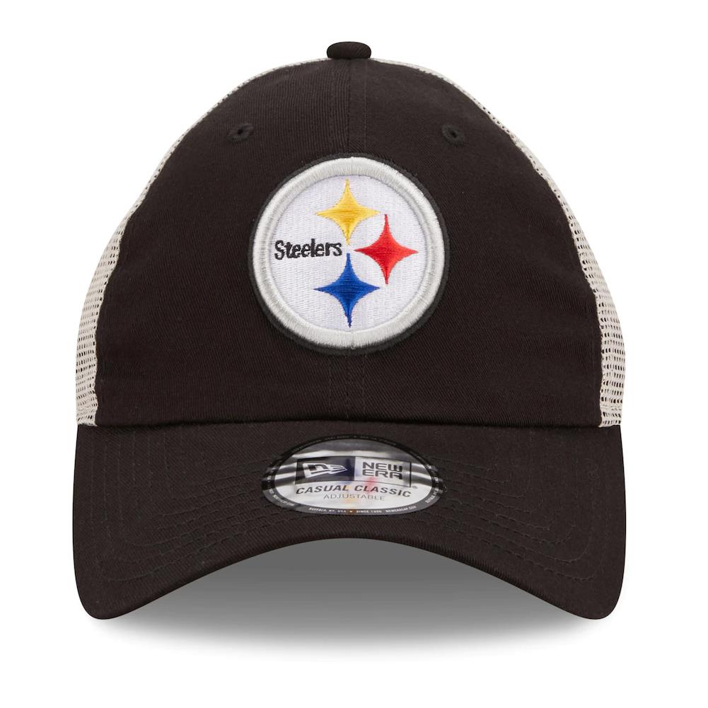 New Era NFL Men's Pittsburgh Steelers Flag 9TWENTY Adjustable Trucker Hat Black/Khaki One Size