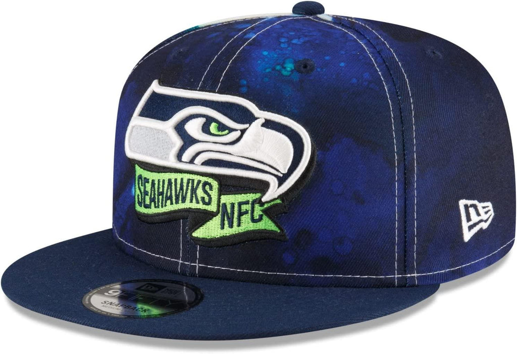 New Era NFL Men's Seattle Seahawks 2022 Sideline 9FIFTY Ink Dye Snapback Hat Navy OSFM