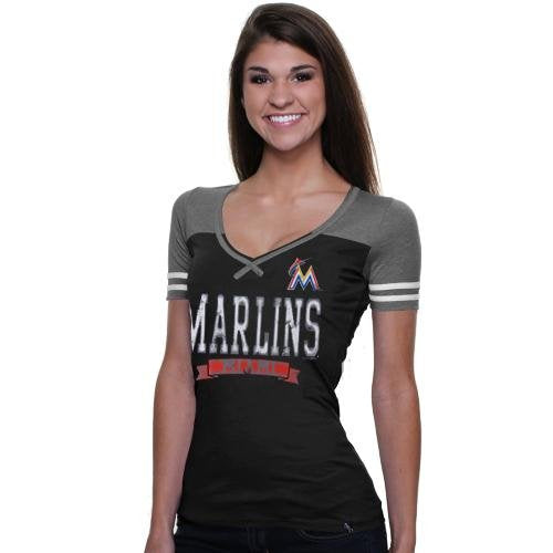 5th & Ocean MLB Women's Miami Marlins Dot Grunge T-Shirt