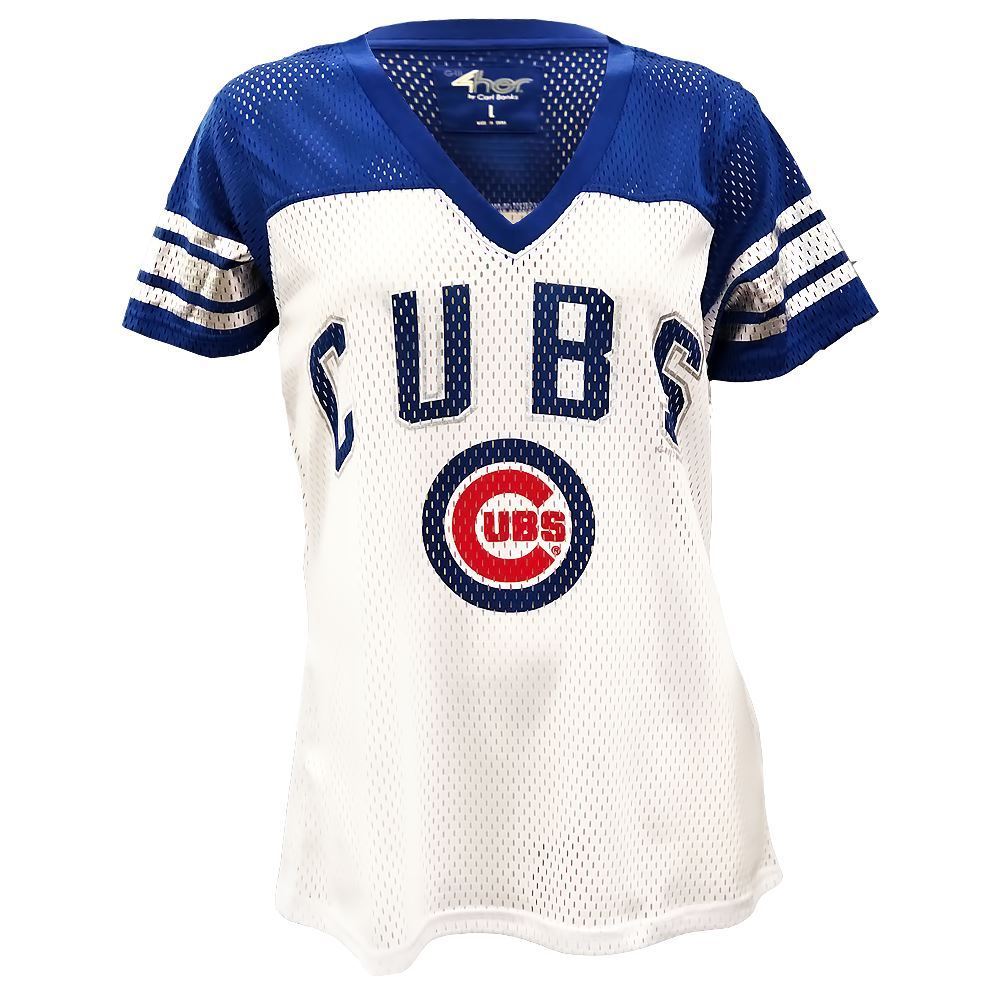 G-III MLB Women's Chicago Cubs All American V-Neck Mesh T-Shirt