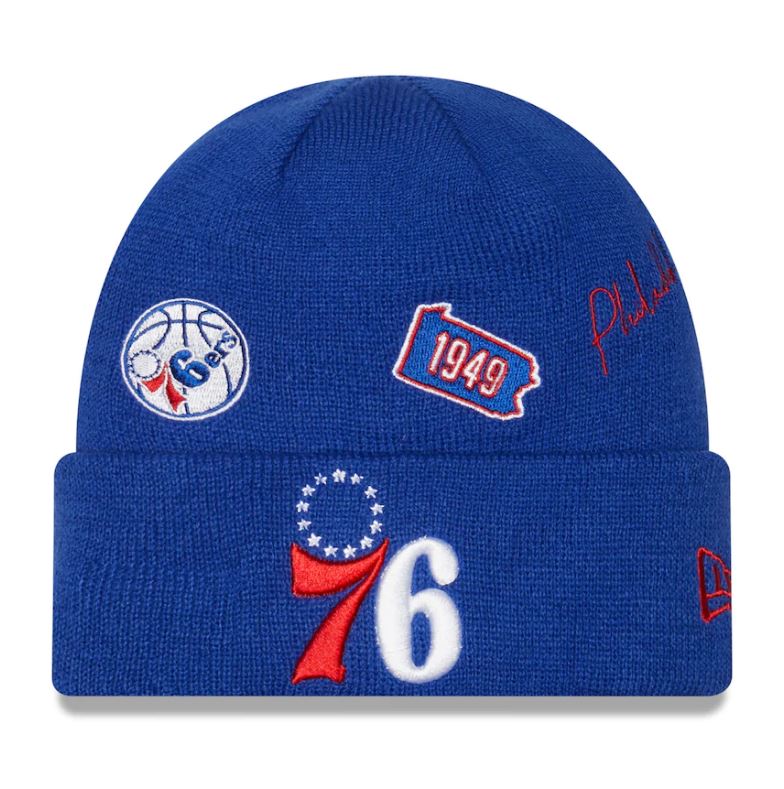 New Era NBA Men's Philadelphia 76ers Identity Cuffed Knit Beanie Royal Blue OSFM