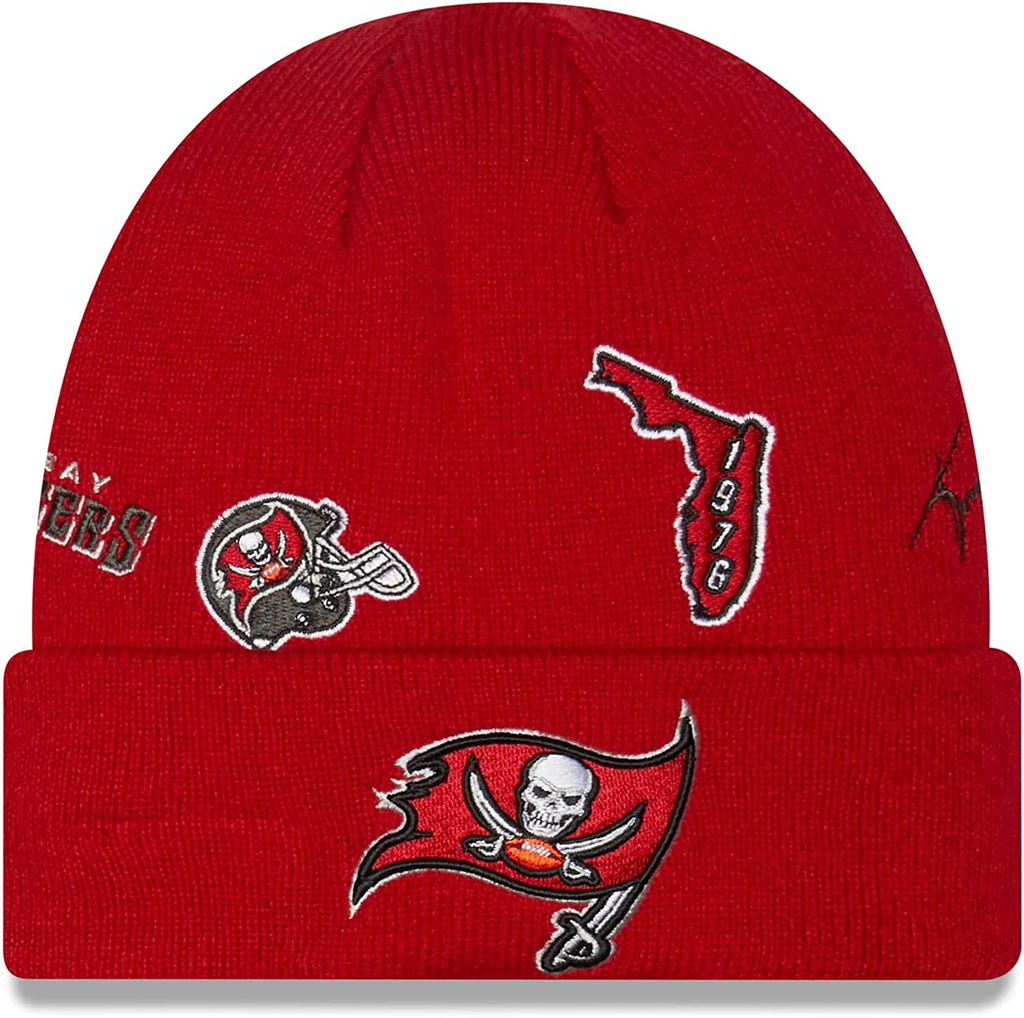 New Era NFL Men's Tampa Bay Buccaneers Identity Cuffed Knit Beanie Red OSFM