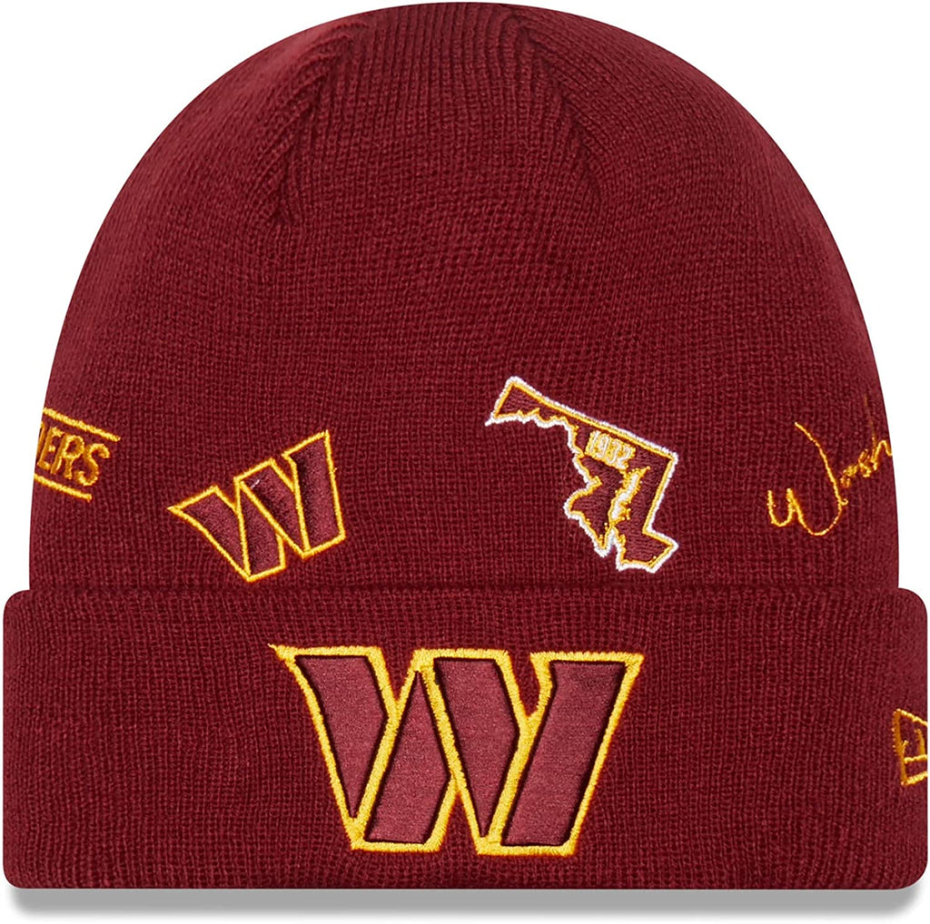 New Era NFL Men's Washington Commanders Identity Cuffed Knit Beanie Burgundy OSFM