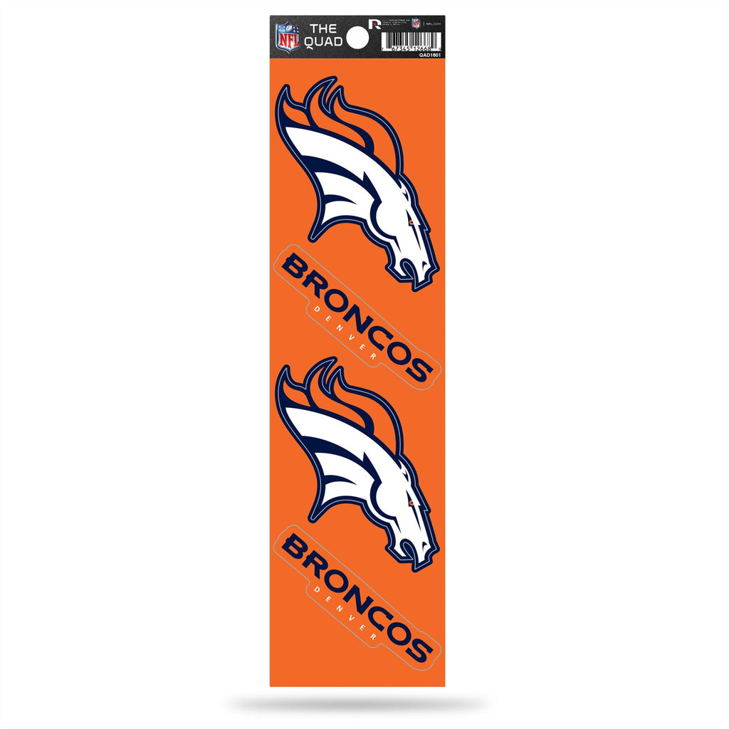 Rico NFL Denver Broncos The Quad 4 Pack Auto Decal Car Sticker Set QAD