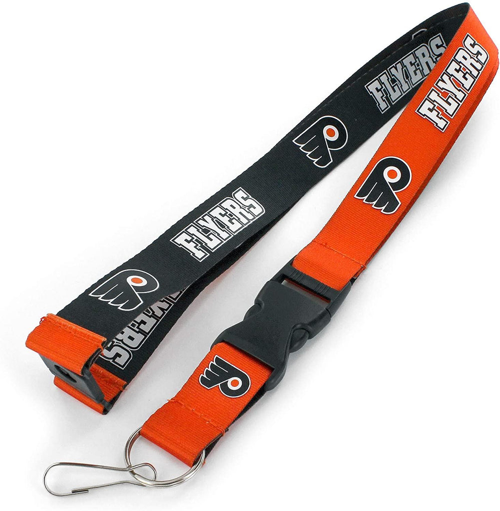 Aminco NHL Philadelphia Flyers Reversible Lanyard Keychain Badge Holder With Safety Clip