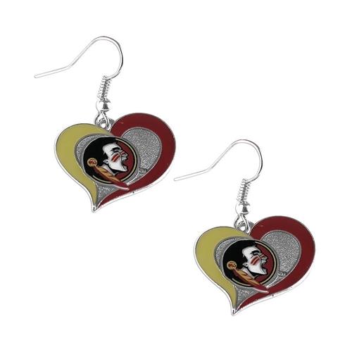 Aminco NCAA Women's Florida State Seminoles Swirl Heart Earrings
