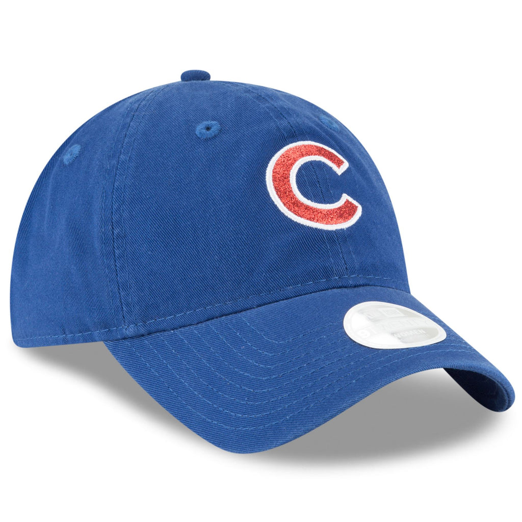New Era MLB Women's Chicago Cubs Team Glisten 9TWENTY Adjustable Hat Blue OSFA