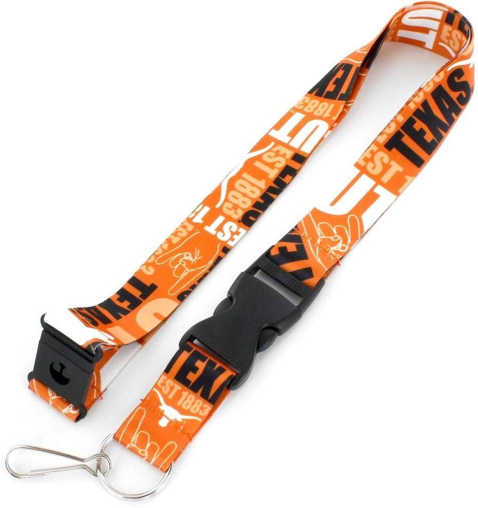 Aminco NCAA Texas Longhorns Dynamic Lanyard Keychain Badge Holder With Safety Clip