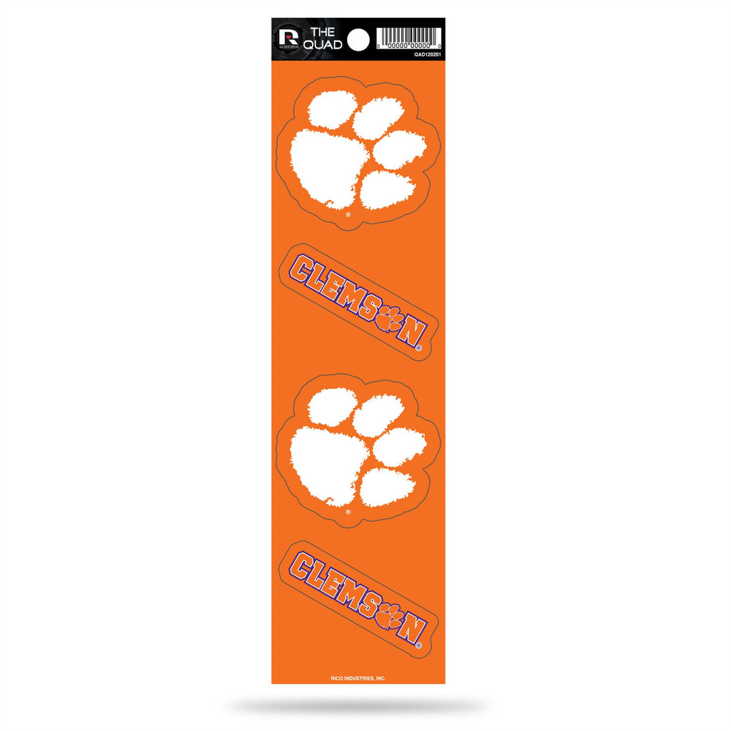 Rico NCAA Clemson Tigers The Quad 4 Pack Auto Decal Car Sticker Set QAD