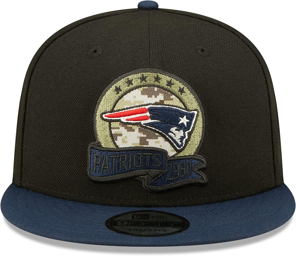 New Era NFL Men's New England Patriots 2022 Salute To Service 9FIFTY Snapback Hat Black/Navy OSFA