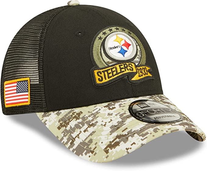 NFL Men's Steelers 2022 Salute To Service 9Forty Snapback ADJ Hat Blk/Camo