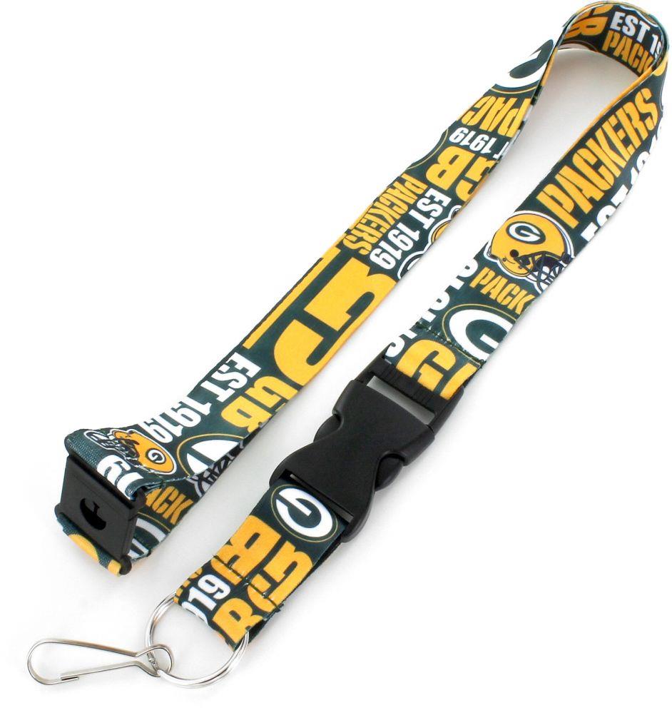 Aminco NFL Green Bay Packers Dynamic Lanyard Keychain Badge Holder With Safety Clip