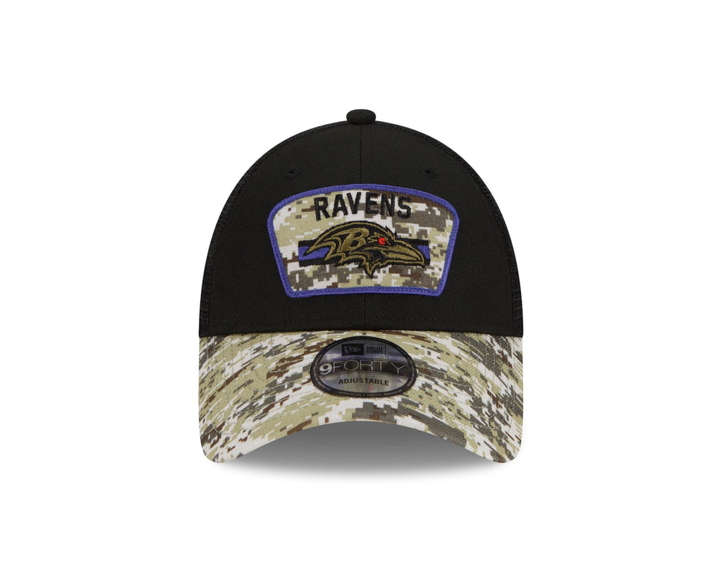 New Era NFL Men's Baltimore Ravens 2021 Salute To Service 9Forty Snapback Adjustable Hat Black/Digital Cam