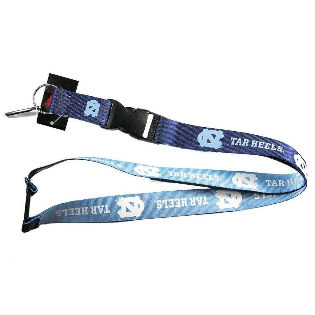 Aminco NCAA North Carolina Tar Heels Reversible Lanyard Keychain Badge Holder With Safety Clip