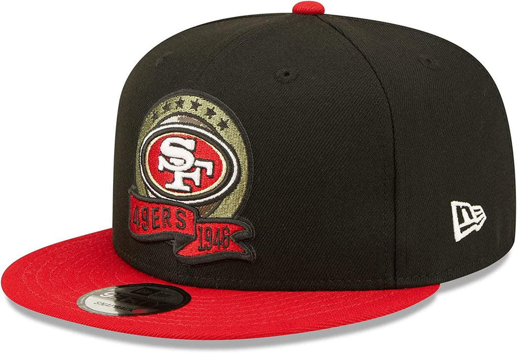 New Era NFL Men's San Francisco 49ers 2022 Salute To Service 9FIFTY Snapback Hat Black/Red OSFA