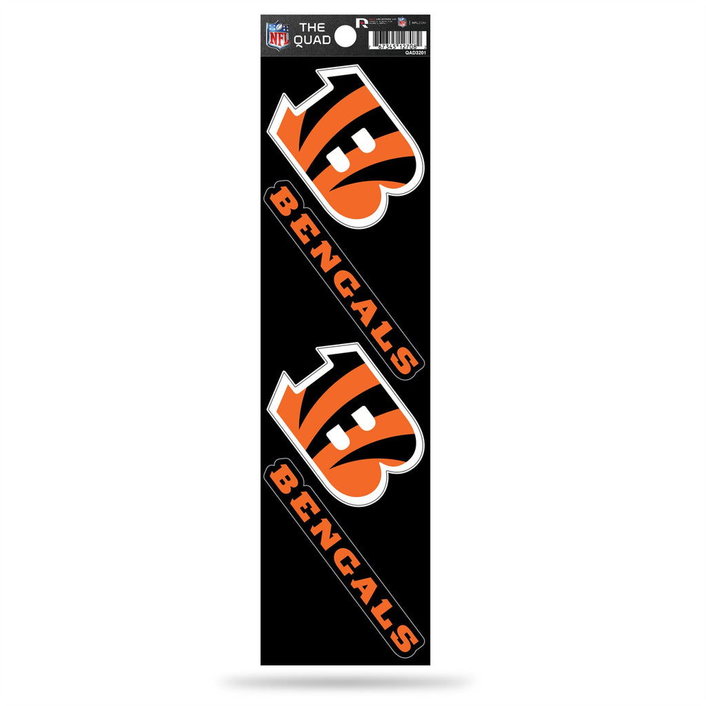 Rico NFL Cincinnati Bengals The Quad 4 Pack Auto Decal Car Sticker Set QAD