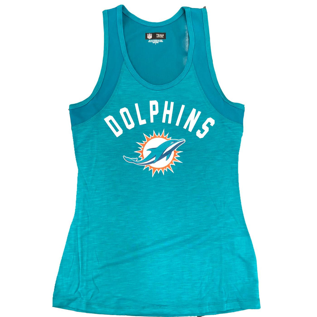 New Era NFL Women’s Miami Dolphins Wordmark Arch Heathered Mesh Tank Top