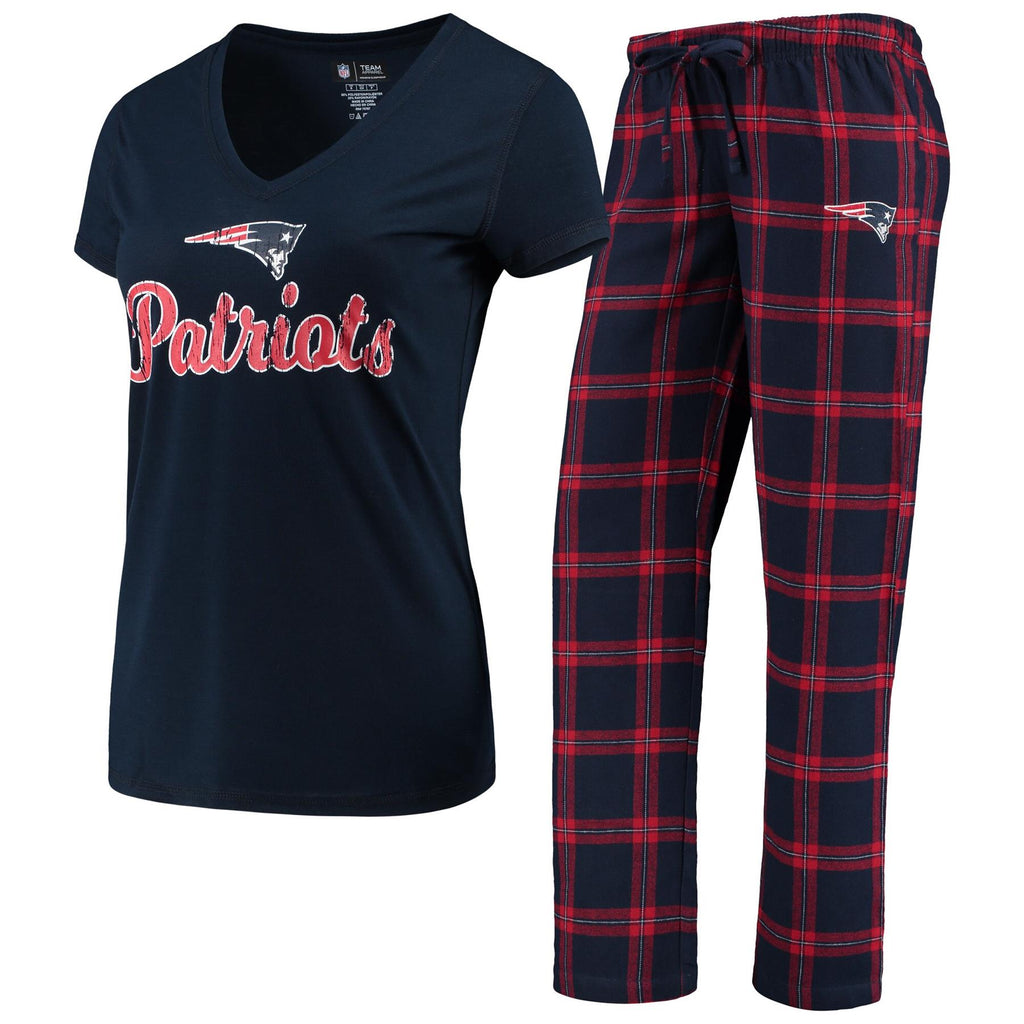 Concepts Sport NFL Women's New England Patriots Troupe Shirt And Pants Pajama Sleepwear 2-Piece Set