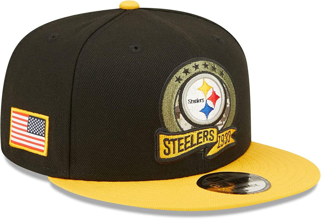 New Era NFL Men's Pittsburgh Steelers 2022 Salute To Service 9FIFTY Snapback Hat Black/Yellow OSFA