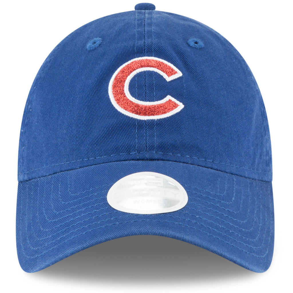 New Era MLB Women's Chicago Cubs Team Glisten 9TWENTY Adjustable Hat Blue OSFA