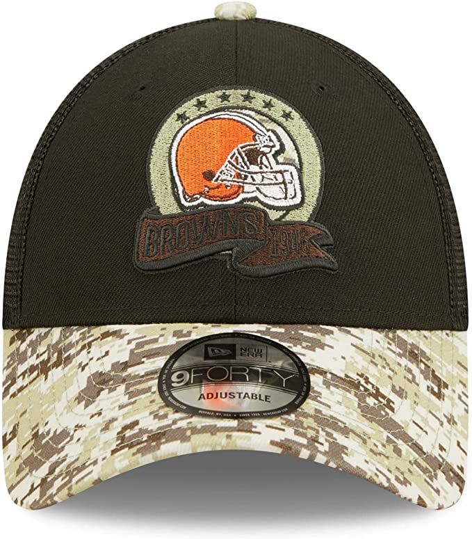 New Era NFL Men's Cleveland Browns 2022 Salute To Service 9Forty Snapback Adjustable Hat Black/Digital Camo