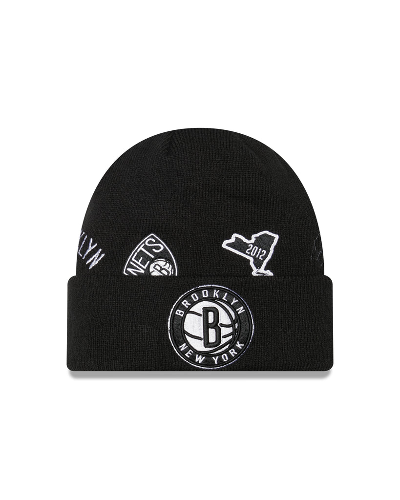 New Era NBA Men's Brooklyn Nets Identity Cuffed Knit Beanie Black OSFM