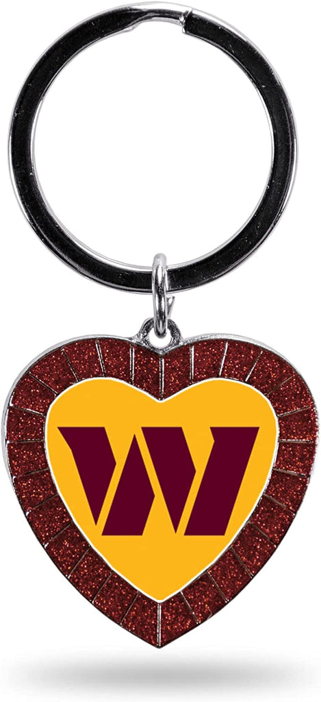 Rico NFL Washington Commanders Rhinestone Heart Colored Keychain