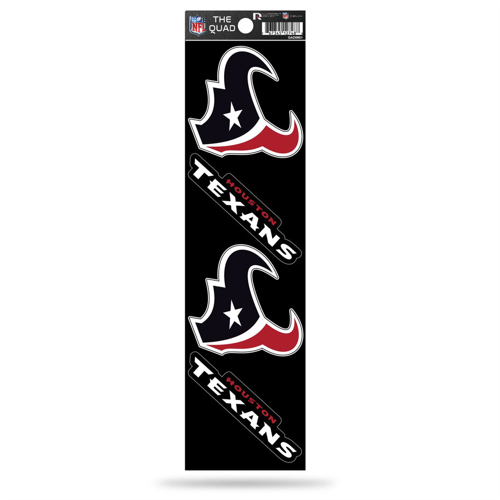 Rico NFL Houston Texans The Quad 4 Pack Auto Decal Car Sticker Set QAD