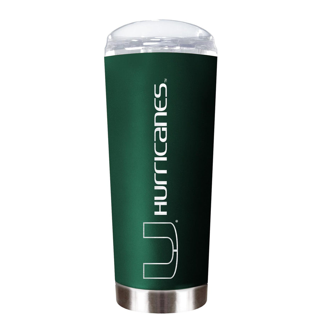 Great American Products NCAA Miami Hurricanes Powder Coated ROADIE Travel Tumbler 18oz Green